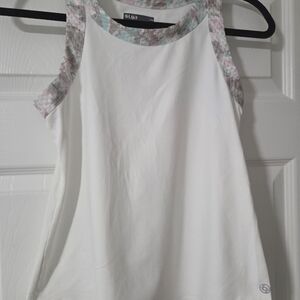 Lija Women's White Tank Top with Pink and Gray Accents